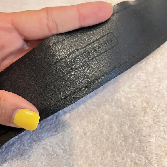 Fossil Womens Black Genuine Leather Belt 2" Wide Buckle Max 40" Classic Chic - Picture 8 of 11